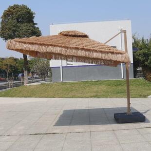 户外遮阳伞沙滩庭院花园稻草罗马伞仿真茅草伞折叠室外农家乐景区