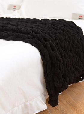 vhm7毯子粗毛线编织手工雪尼尔棒针织毯毛线毯子沙发毯盖毯摄影道