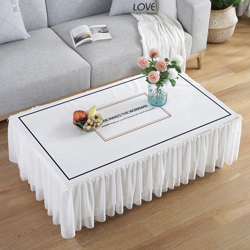 茶几桌布蕾丝长方形客厅家用防尘垫电视柜盖巾布艺全包茶几布套罩