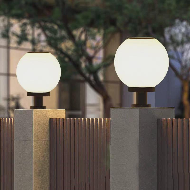 灯太阳能柱头灯户外防雨庭院灯家用超亮围墙圆形门柱子大门灯别墅