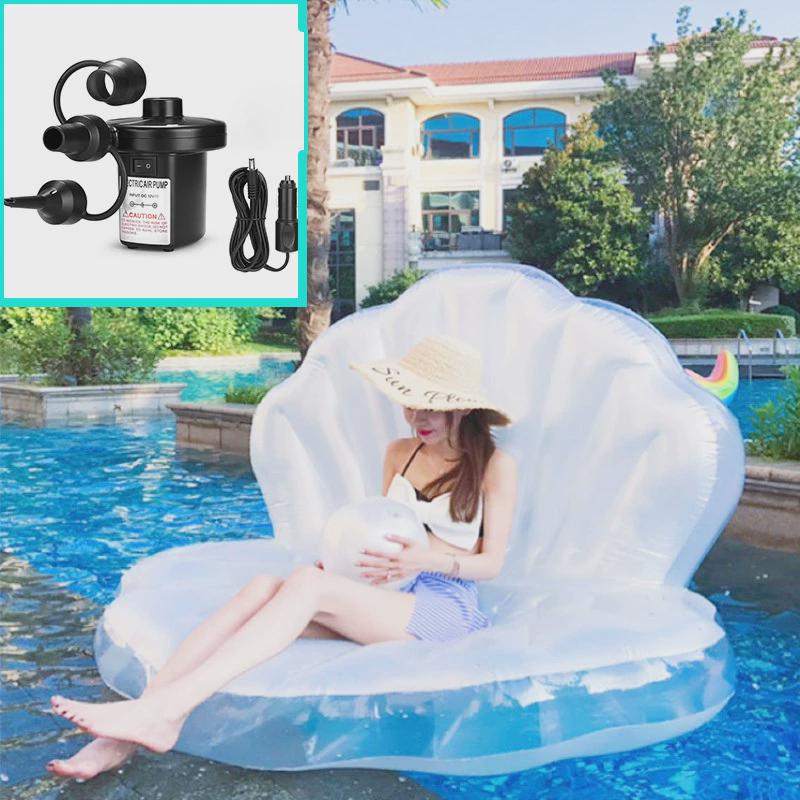 厂家直销新款充气贝壳浮排珍珠球扇形坐骑美人鱼水上充气浮床现货