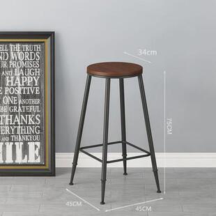 美式吧台椅现代简约铁艺高脚椅子靠背椅实木复古高脚酒吧吧台椅