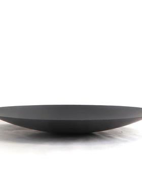 圆形黑色铁艺新中式花器花盆托盘酒店售楼部摄影道具家居陈列摆件