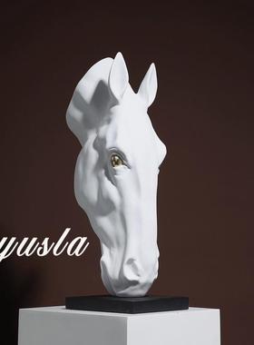 热销新中式创意动物尊马首落地大型摆件酒店大堂家居客厅电视柜装