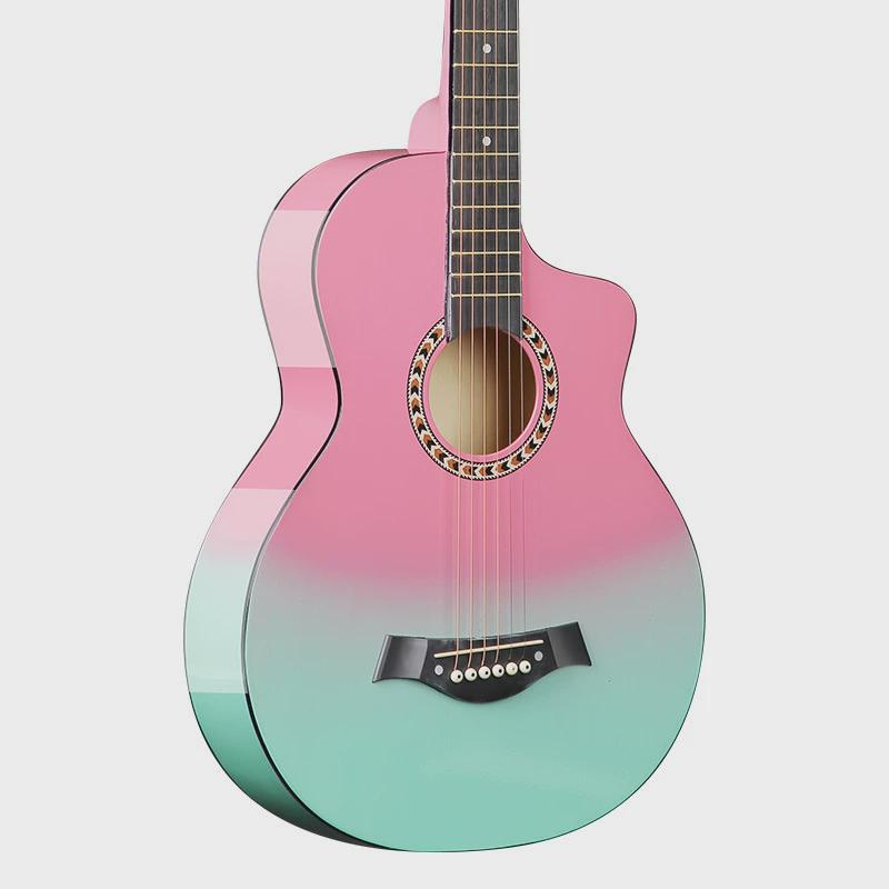 现货吉他38寸练习木吉他渐变色民谣琴普及琴入门吉他初学者吉它