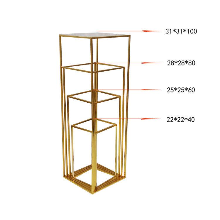 婚庆几何路引电镀铁艺花架婚礼装饰t台方框摆件橱窗摆放节庆用品