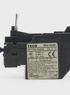 原装台安TECO东元热过载保护继电器 RHU-10/4K1 2.9-4A 交流
