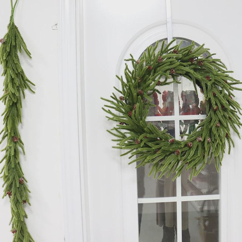 新款圣诞花环花圈藤条装饰门饰家居美式圣诞节藤条挂饰