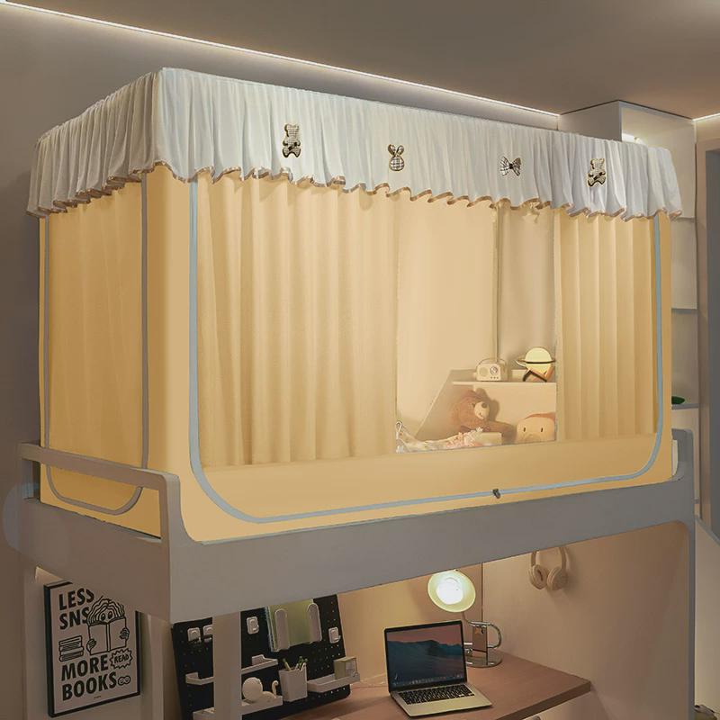 19at大学生宿舍床帘蚊帐一体式免安装上遮光单人寝室90x190cm全包