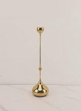 欧式金属水滴银色蜡烛台摆件样板间客厅桌面餐厅工艺品家居软装饰