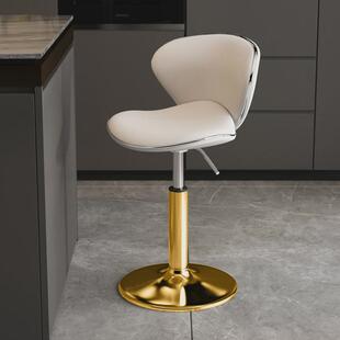 现代简约吧台椅家用铁艺旋转靠背升降轻奢前台酒吧高脚凳子吧椅