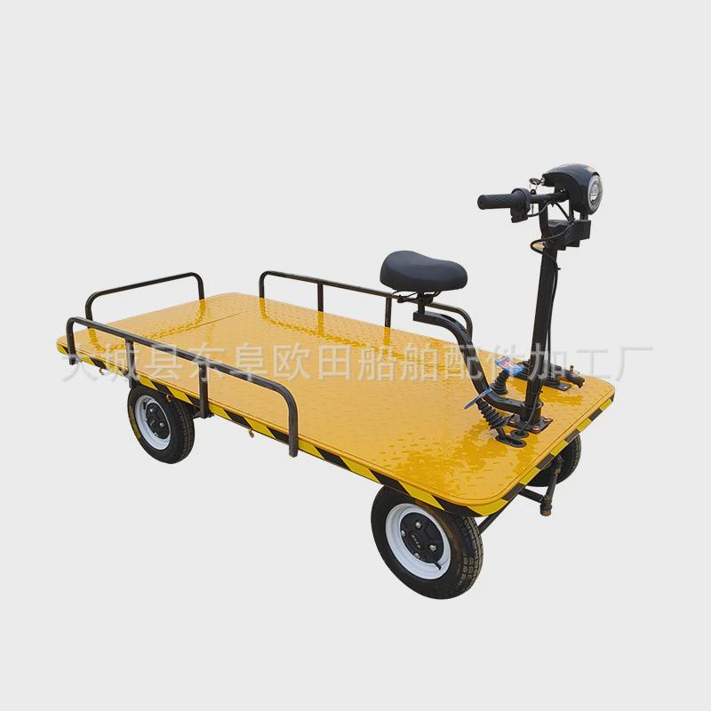 双梁平板手推车拉砖拉货车间农业用电动平板车仓库推车拉货推车