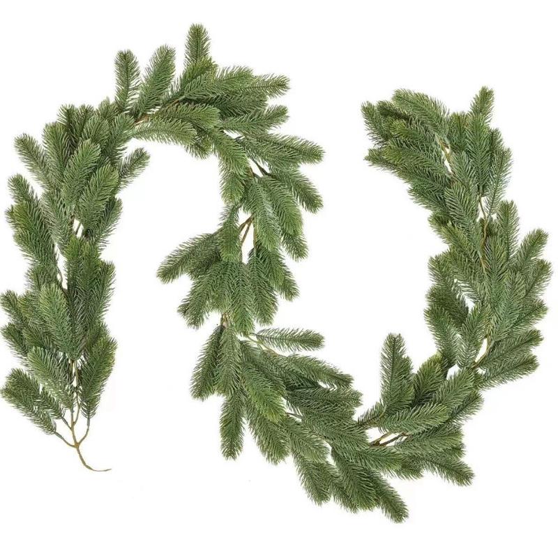 美式圣诞节餐桌装饰品仿真松针柏叶楼梯叶门挂松树家居挂饰