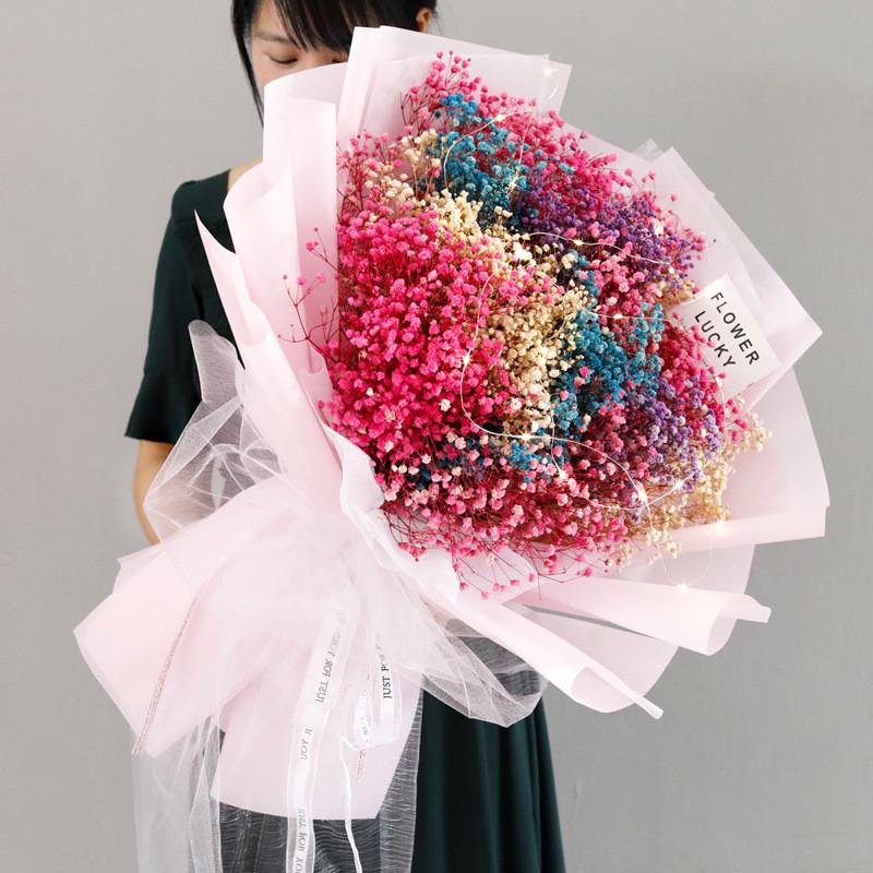 七夕情人节手捧花 满天星系列 大花束 送老婆女朋友 闺蜜生日礼物