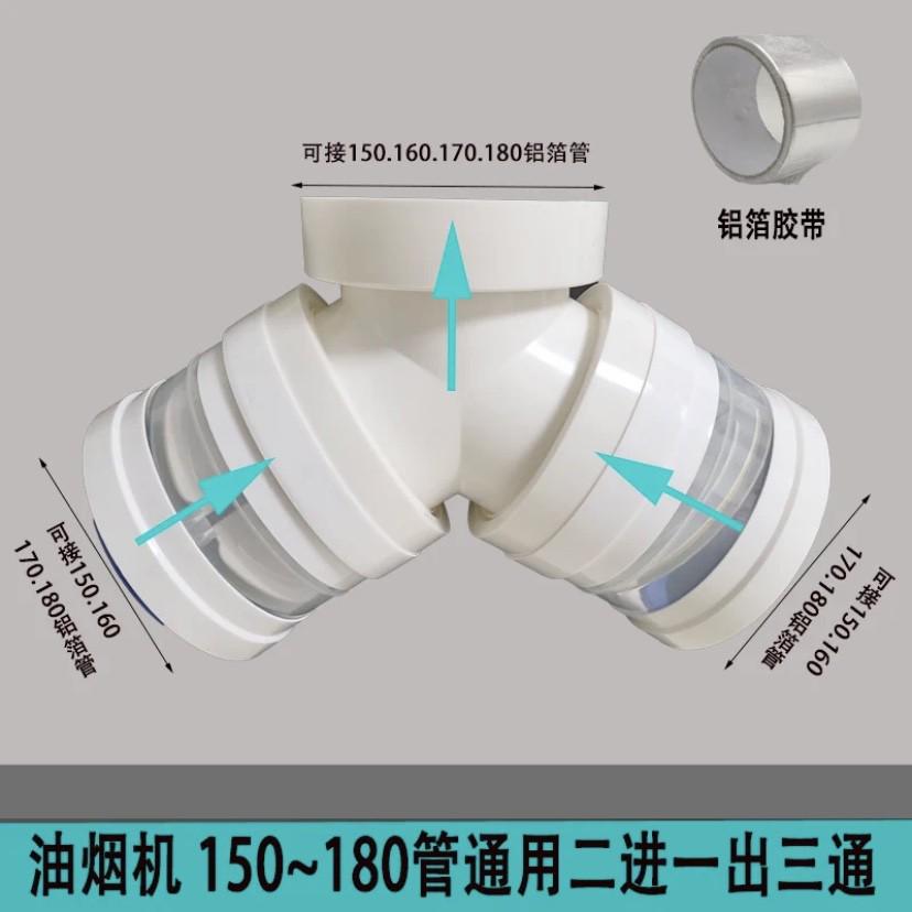 #集成灶油烟机浴霸排烟管排风管变径三通双止回阀80/160mm新风系