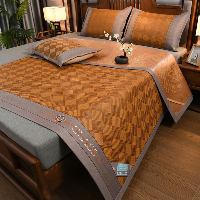 5zv7批发夏季新款印尼双面藤席加厚凉席三件套夏天可折叠空调席厂