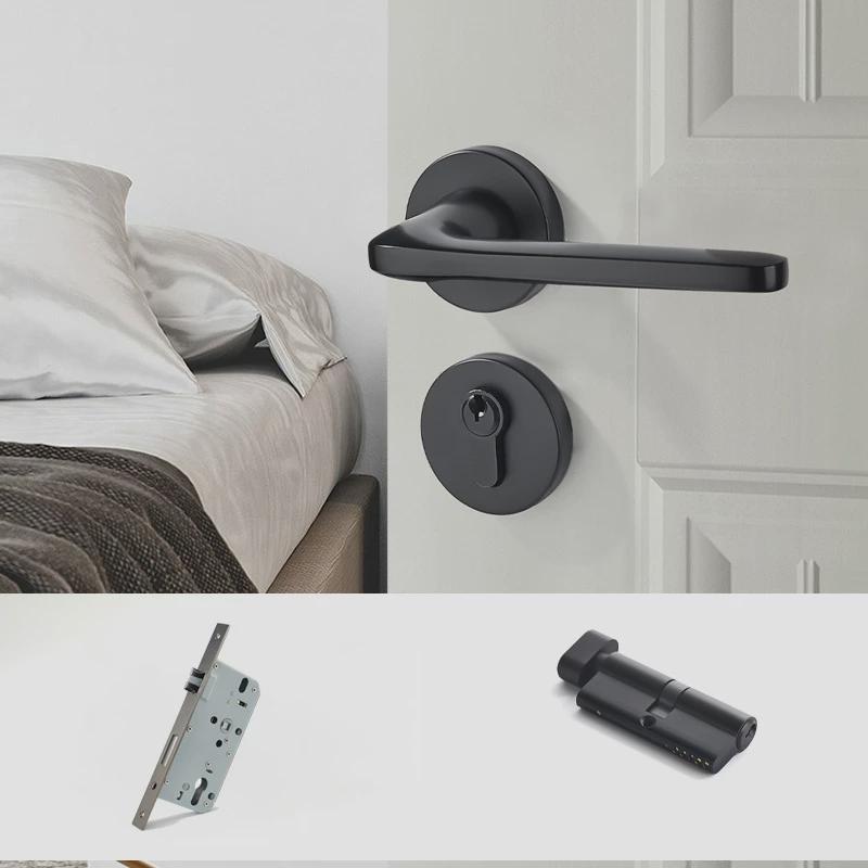 静音门锁卧室室内房门浴室门锁卫生间极简简约锁具上提反锁批发