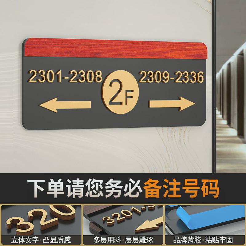 亚克力楼层标识牌创意酒店门牌导向牌立体指引号码标牌轻奢数字牌