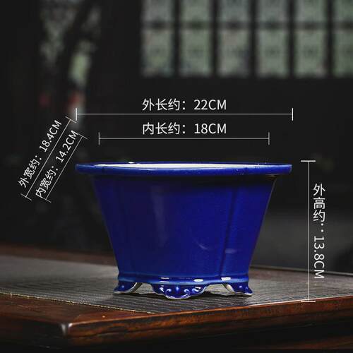 宜兴紫砂上釉文竹粗陶大号花盆兰花海棠复古简约绿植盆栽批发yz16