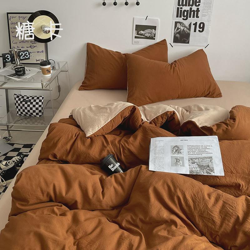 床上四件套棉质销款1米5被单人大学生宿舍三件套四季通直床笠