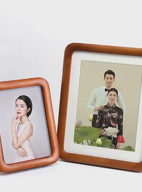86M0圆角实木摆台冲洗照片打印加相框中式桌摆带相片制作晒婚纱全