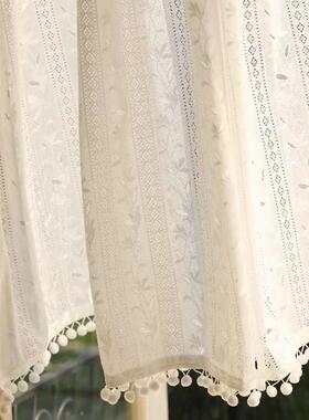 i6cv法式窗帘美式窗户蕾丝厨房飘窗遮光半帘卧室客厅阳台安装门帘