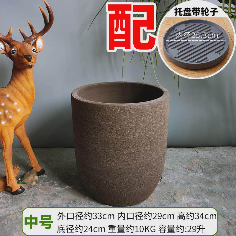 包邮庭院复古紫砂花盆组合透气户外陶土高陶罐别墅特大号陶瓷花盆