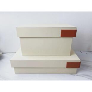 样板房衣柜皮质收纳盒整理盒高低储物箱皮革收纳箱窄长深矮小款