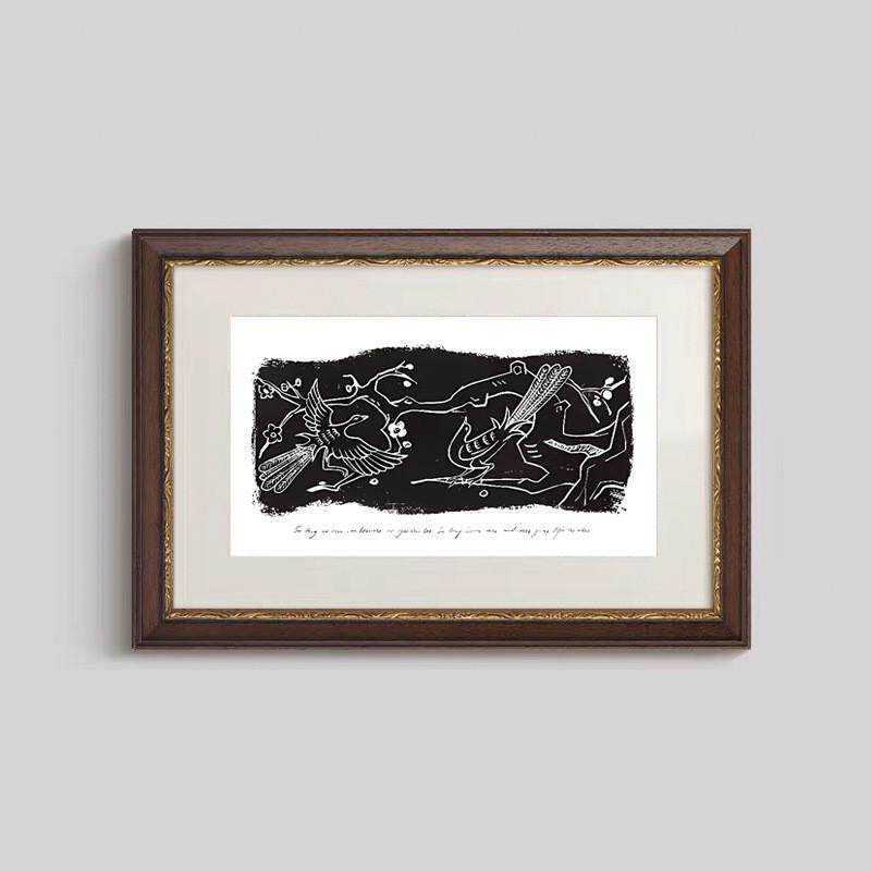 复古中古风挂画新叶集南洋风装饰画高级感客厅沙发背景餐厅卧室画