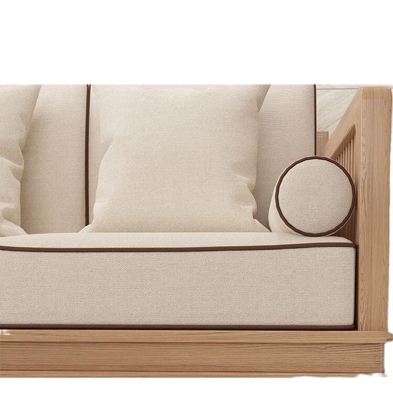 热销新中式全实木沙发组合白蜡木客厅小户型三人位木质布艺沙发家