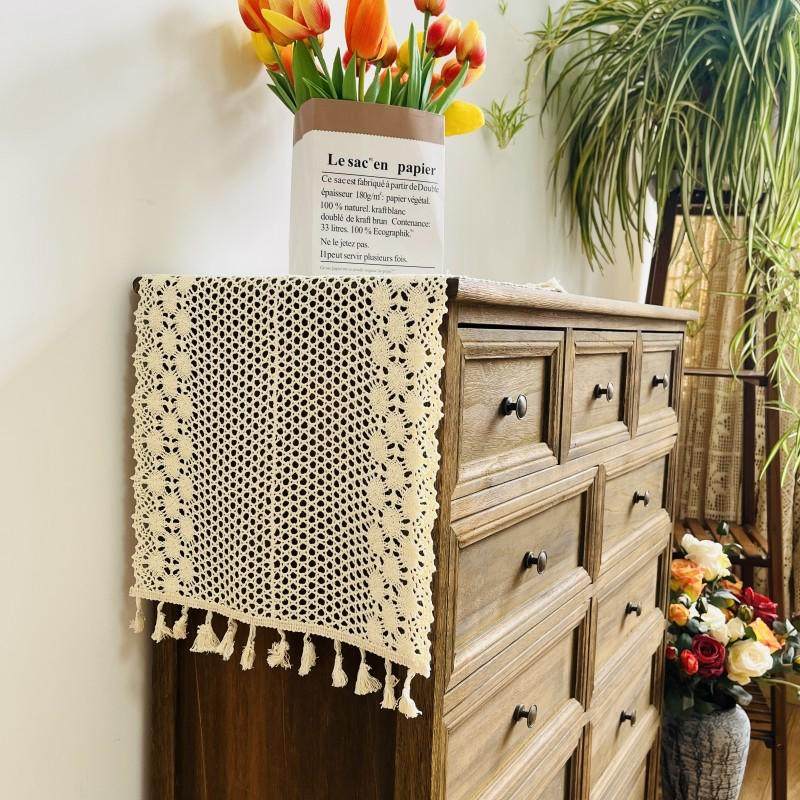 ll美式复古蕾丝桌旗长条茶几垫布电视柜餐桌桌垫斗柜盖布钩花桌布,居家布艺,桌旗,淘宝优惠券,粉丝福利购,淘宝优惠卷