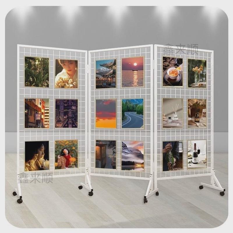 幼儿园儿童书画作品展示架铁艺网格架订婚结婚装饰照片墙屏风背景