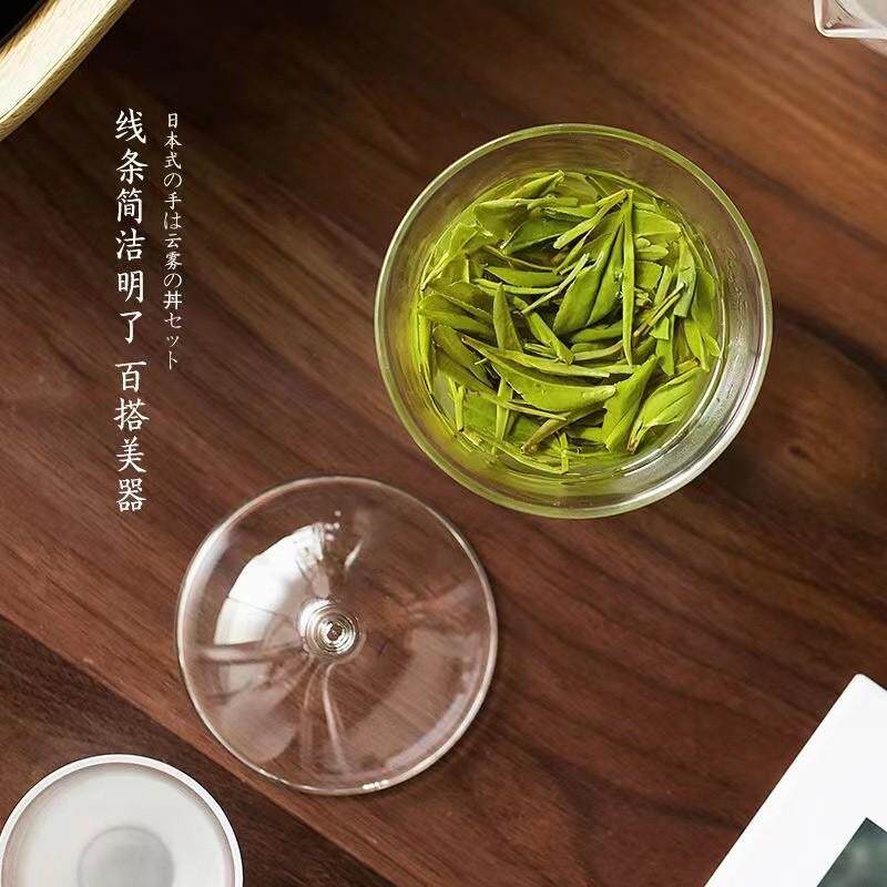 美人披肩日式职人手工透明云雾耐热玻璃功夫盖碗茶具泡茶盖碗小号