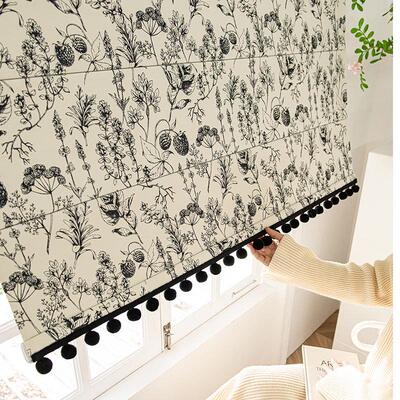 罗马帘升降帘花布松果遮光小窗户布百叶卷帘法式提花折叠帘