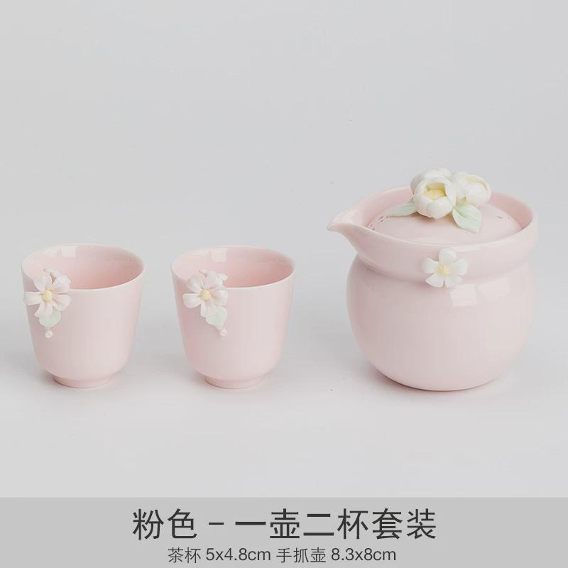 批发一品仟堂陶瓷小茶壶单壶粉色功夫泡茶壶烫手防家用抓壶单人茶