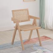 藤编实木藤编椅民宿家用餐厅酒店扶手靠背阳台休闲实木北欧k椅