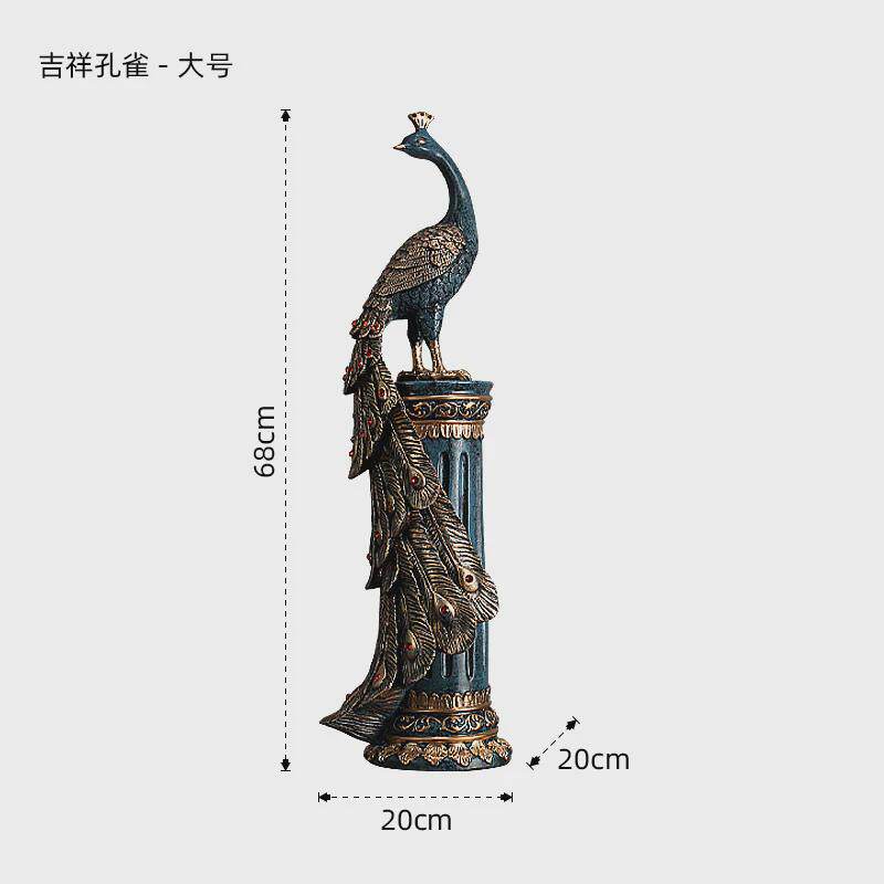 新中式树脂工艺孔雀装饰摆件酒店客厅办公室装饰送礼开业家居饰品