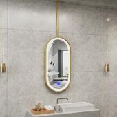 浴室镜民宿卫生间酒店走廊天花板悬挂吊杆镜子金属铁艺椭圆形吊镜