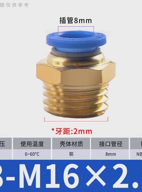 气管快速接头铜pc8-02牙直通气动快插公制粗螺纹机械工具元件4-m5