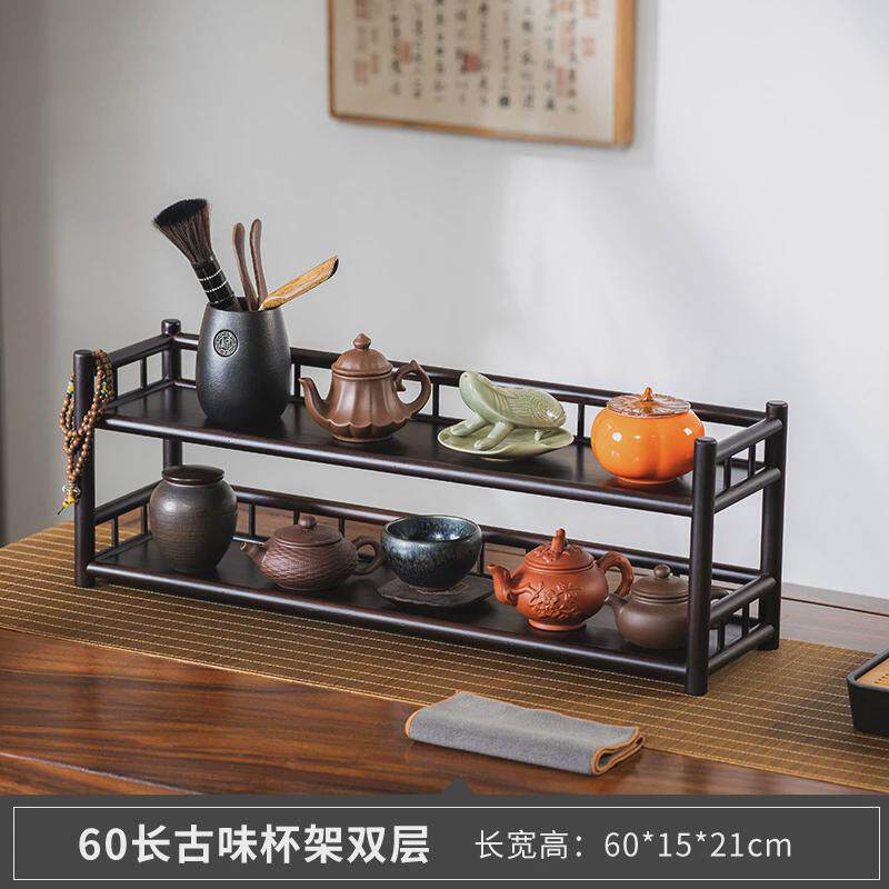 杯子收纳架置物架茶桌茶杯沥水茶货架竹制晾杯架子茶叶茶具展示架