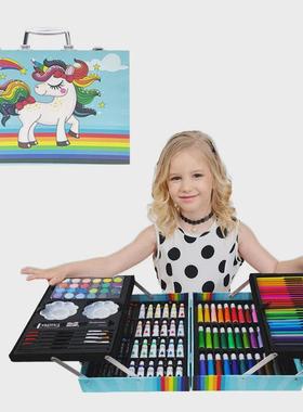 200PC画笔蜡笔儿童绘画套装小学生美术班颜料画画工具水彩笔套装