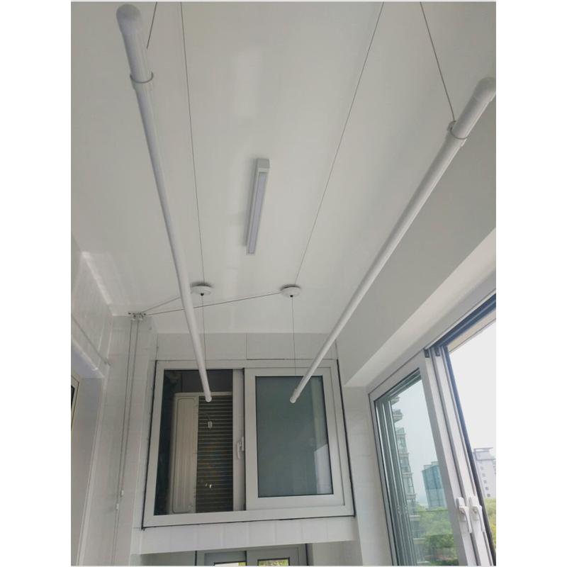 hx白色升降晾衣架简约圆被手摇凉衣架双杆式晾杆衣杆阳台晒衣架安