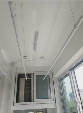 hx白色衣简约圆杆手摇凉衣架双杆式晾被升降晾衣架杆阳台晒衣架