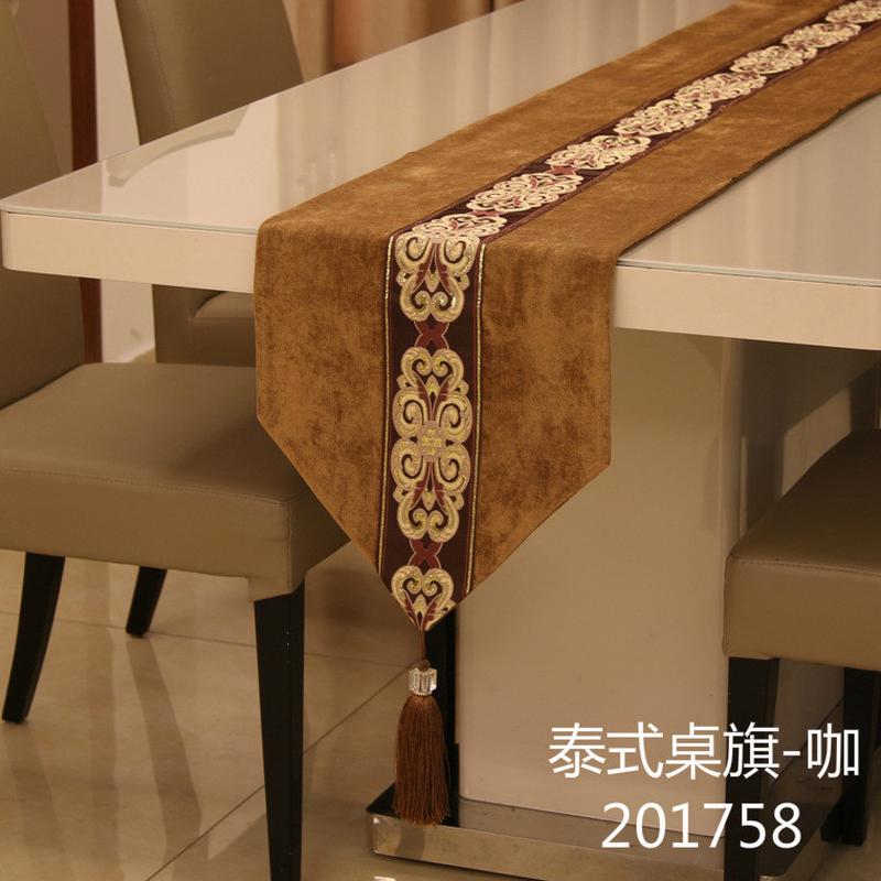 3Q妈咪新中式简欧泰式桌旗美式简约欧式餐桌茶几床尾巾软装布艺