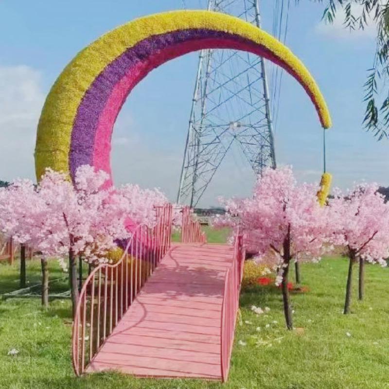 户外景区农场网红打卡道具大型装饰桥仿真绿雕景观景观美陈摆件