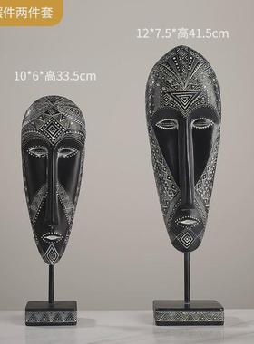 抽象复古非洲风情人脸摆件雕塑创意人物艺术品树脂家居软装饰品