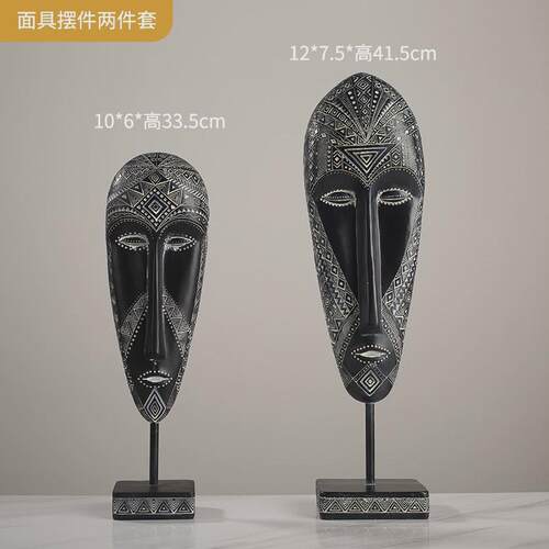 抽象复古非洲风情人脸摆件雕塑创意人物艺术品树脂家居软装饰品