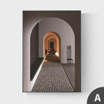 客厅玄关简约装饰画空间建筑延伸墙壁艺术创意背景抽象画竖版挂画