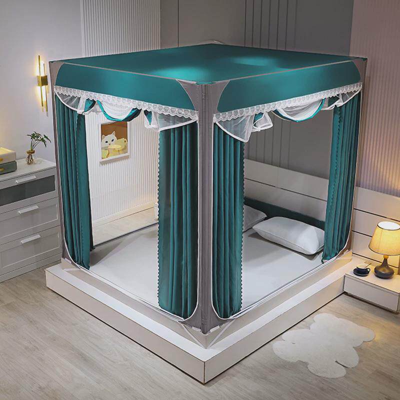 9zrt一体式床帘蚊帐双层三开门坐床儿童防摔家用卧室遮光2023