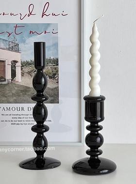 ins玻璃烛台摆件轻奢高档北欧家居饰品客厅桌面高级感装饰摆设
